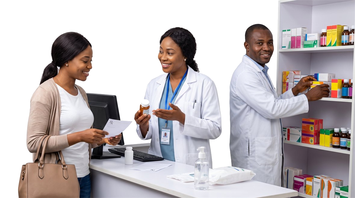 Hospital pharmacy dispensing medication at ApexMedics Hospital